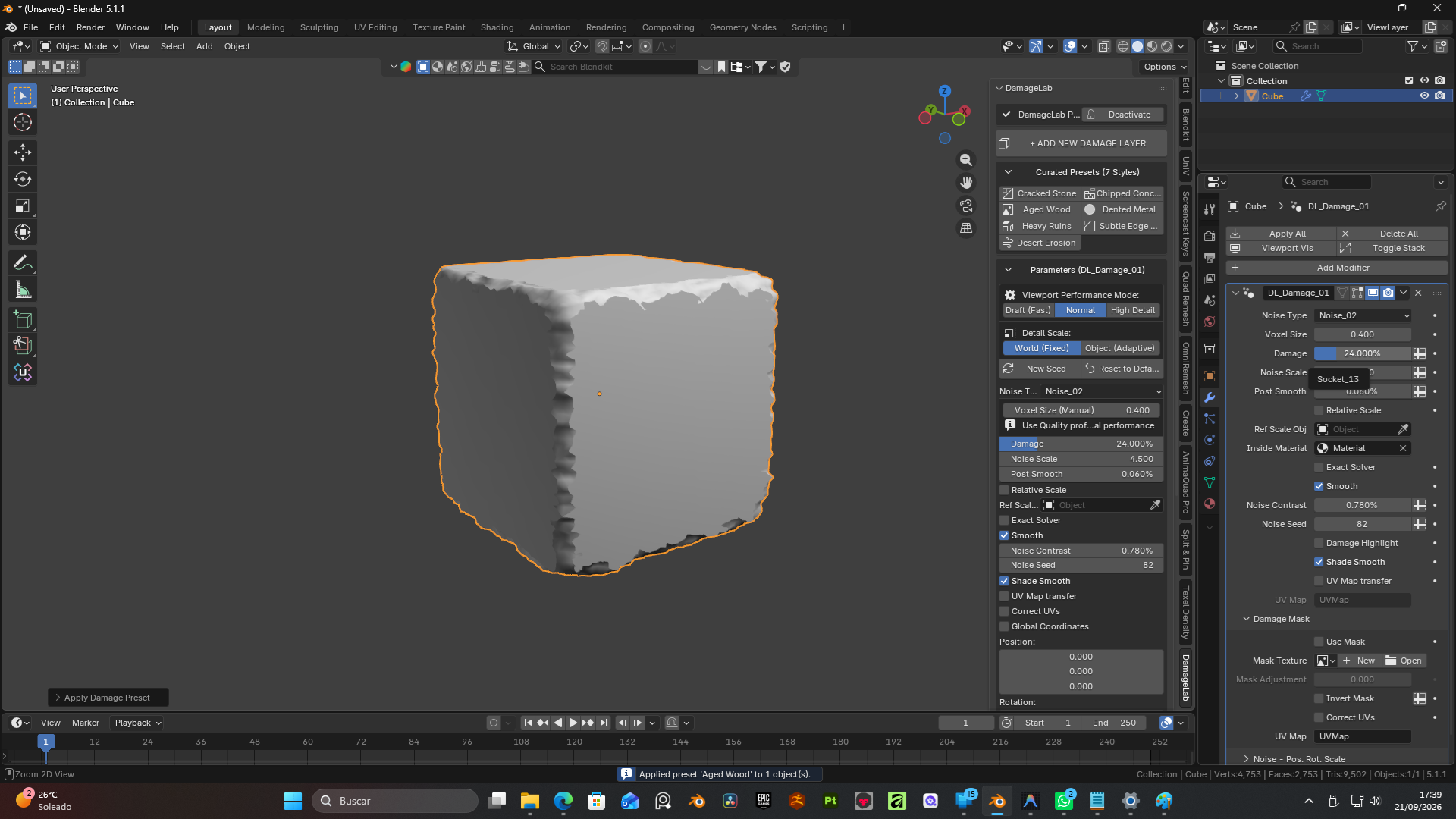 Preset Aged Wood en DamageLab